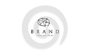 Vector logo on which an abstract image of the letter of the brain.