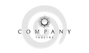 Vector logo on which an abstract image of a solar eclipse.