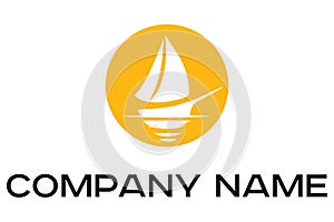 Vector logo of white boat with sails