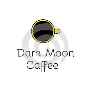 Vector logotype for the cafe. Coffee mug and moon combined in one logo. Dark moon caffee. photo