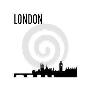 Vector London City skyline black silhouette