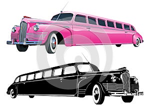 Vector long vintage limo