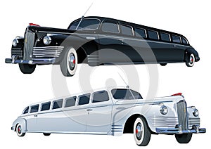 Vector long vintage limo photo