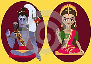 Vector lord Shiva and mata Parvati