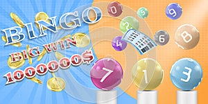 Vector lottery bingo game poster, banner template.