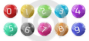 Vector lotto, bingo colored balls with numbers