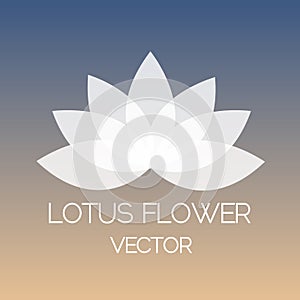 Vector Lotus Flower Logo Natural Illustration on Gradient Background