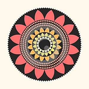 Vector Lotus Mandala Flat Natural Abstract Illustration