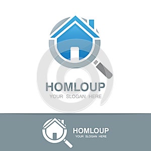 Vector loupe and house logo