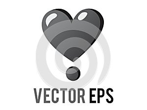 Vector love gradient gray glossy love heart exclamation mark icon, used for expressions of passion, romance