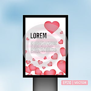 Vector Love heart valentine vertical light