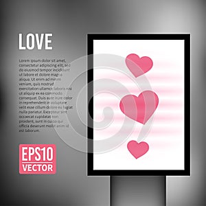 Vector Love heart valentine vertical light