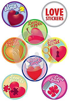 Vector love stikers colorful set different hearts