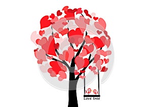 Vector love tree hearts