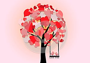 Vector love tree hearts shadow