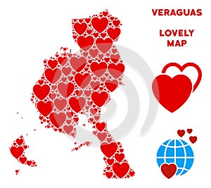 Vector Lovely Veraguas Province Map Collage of Hearts photo
