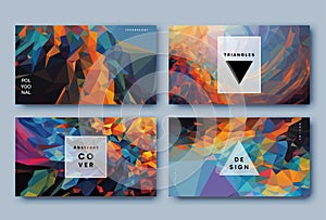 Vector low poly abstract colorful horizontal 16x9 presentation covers