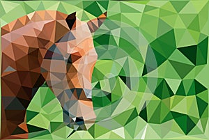 Vector low poly background - portrait of a red horse