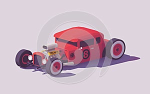 Vector low poly classic hot rod car