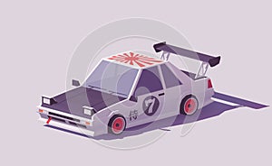 Vector low poly classic drift car