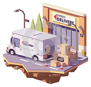 Vector low poly delivery van
