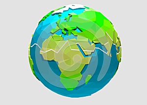Vector low poly earth illustration. Polygonal globe icon.