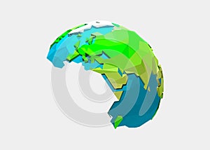 Vector low poly earth illustration. Polygonal globe icon.