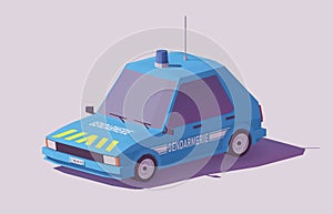 Vector low poly French gendarmerie car photo