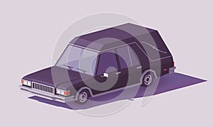 Vector low poly funeral hearse car