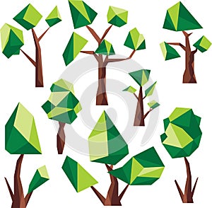 Vector Low poly green trees.