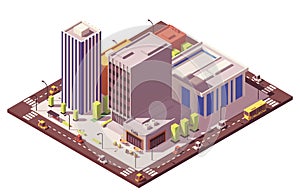 Vector low poly isometric city block