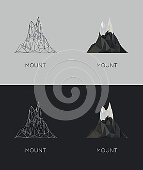 Vector low-poly mount. poster and logo design. flat hipster stile