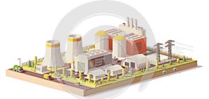 Vector low poly nuclear power plant