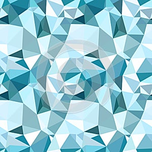 Vector low poly seamless pattern. Blue winter