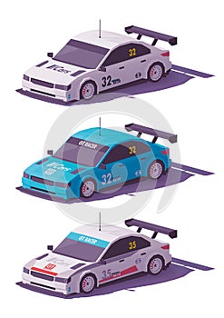 Vector low poly touring racing car