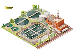 Vector low poly water treatment plant
