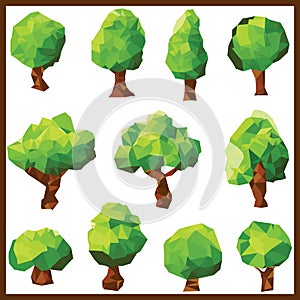 Vector low polygon green trees