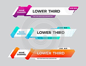 Vector lower thirds banners for titles and credits for TV and channels