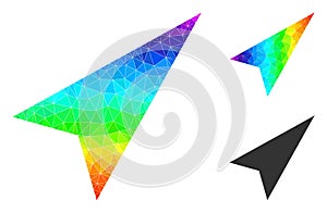 Vector Lowpoly Arrowhead Right-Up Icon with Rainbow Gradient