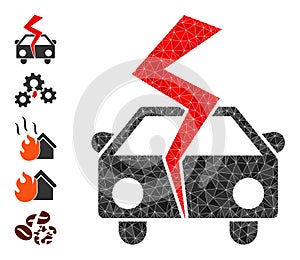 Vector Lowpoly Car Crash Icon and Similar Icons