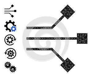 Vector Lowpoly Circuit Nodes Icon and Additional Icons
