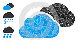 Vector Lowpoly Clouds Icon with Similar Icons