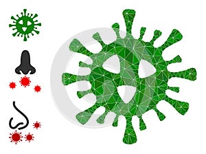 Vector Lowpoly Covid-19 Virus Icon and Bonus Icons