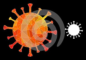Vector Lowpoly Covid-19 Virus Icon with Flame Gradient