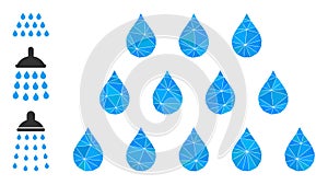 Vector Lowpoly Drops Icon with Other Icons