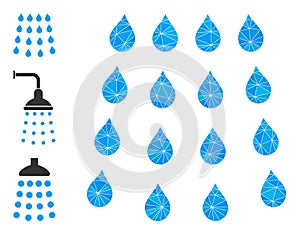 Vector Lowpoly Drops Icon with Similar Icons