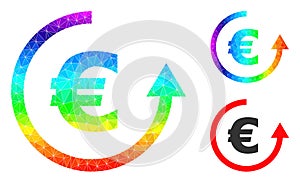 Vector Lowpoly Euro Refund Icon with Spectrum Gradient
