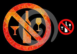 Vector Lowpoly Forbidden Wine Drinks Icon with Orange Colored Gradient