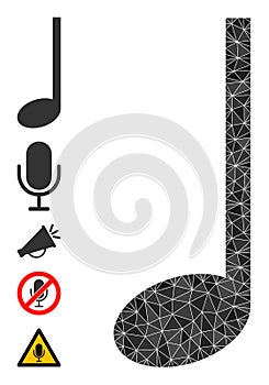 Vector Lowpoly Music Note Icon and Other Icons