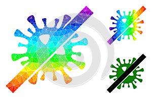 Vector Lowpoly No SARS Virus Icon with Spectral Colored Gradient